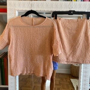 Orange gingham 2 piece skirt set